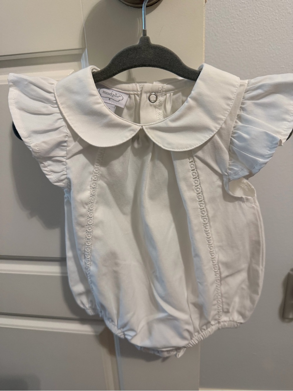 Mud Pie Cream Peter Pan Collar Flutter Sleeve One-Piece